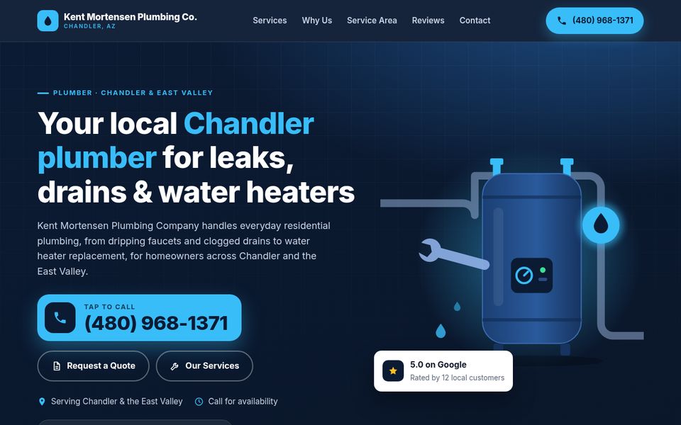 Screenshot of the Kent Mortensen Plumbing sample website